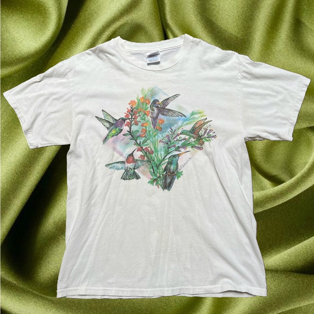 1995 Vintage Hummingbird T Shirt Hanes Heavyweight Size Large 90s J Swanson